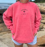 Pink Embroidered Palm Crew