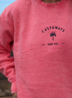 Pink Embroidered Palm Crew
